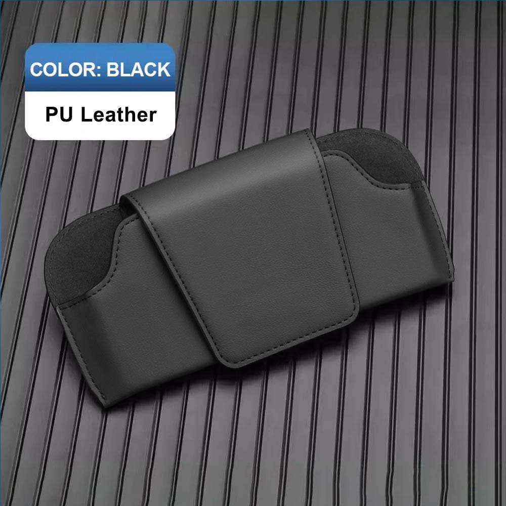 CAER Car Sun Visor Glasses Holder Premium PU Leather Wear-Resistant Sunglasses Protective Box Auto Eyeglasses Storage Case Clip