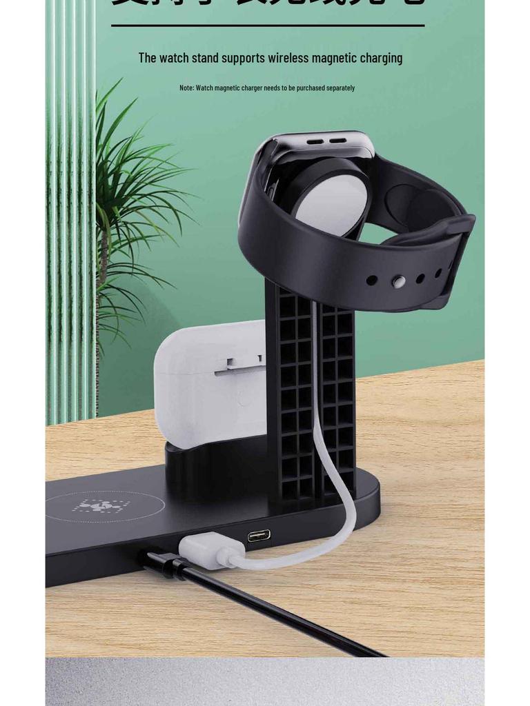 Certified 15W 3-in-1 Wireless Charging Stand for iPhone, Watch & Earbuds