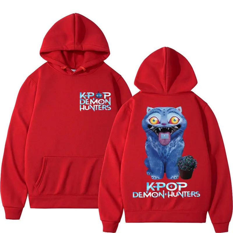 Anime K-Pop Demon Hunters Funny Derpy Tiger Hoodies Men Women Harajuku Fashion Fans Sweatshirt Oversized Fleece Casual Sportwear