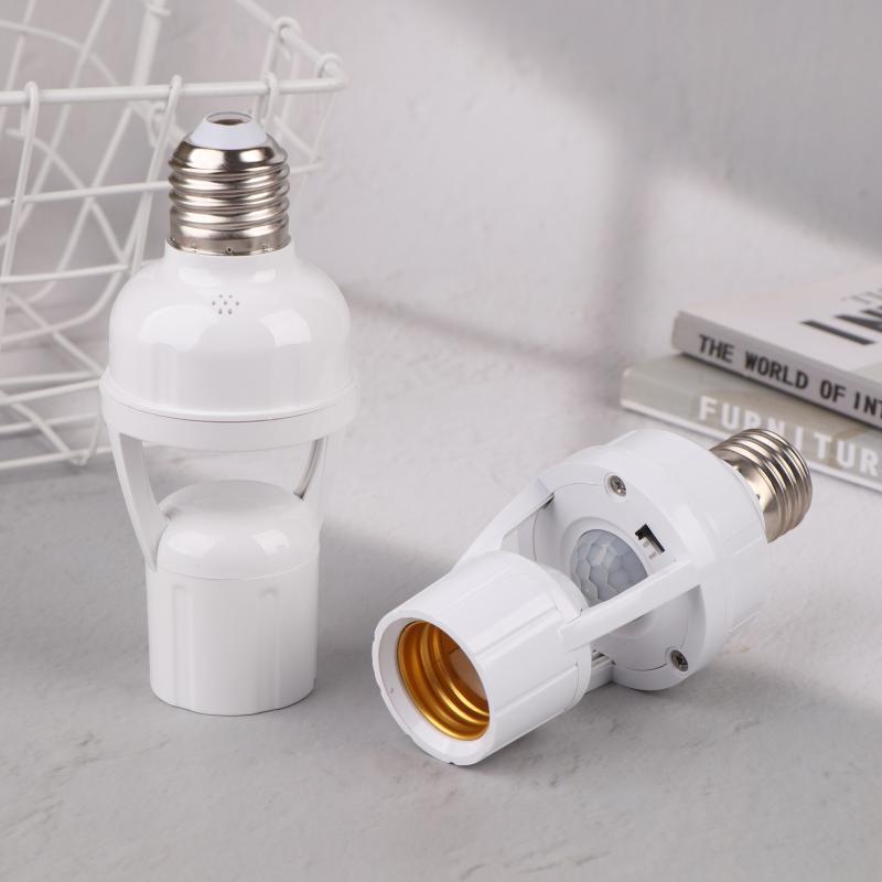 1Pc LED Lamp Base E27 Socket Converter PIR Motion Sensor Intelligent Switch Light Bulb Holder AC 85-265V Dimming Delay Control