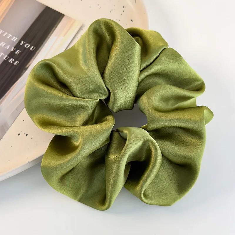 Spring/summer Freshen Green Satin Hair Scrunchies Headband for Women Girl Sweet Lovely Head Rope Rubber Bands Female Accessories