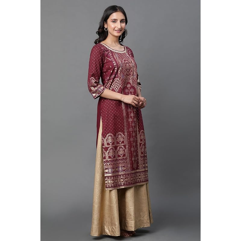 

Aurelia Women s Fairway Abstract Printed Pure Cotton Kurta_23AUA14528-507330_L L красный