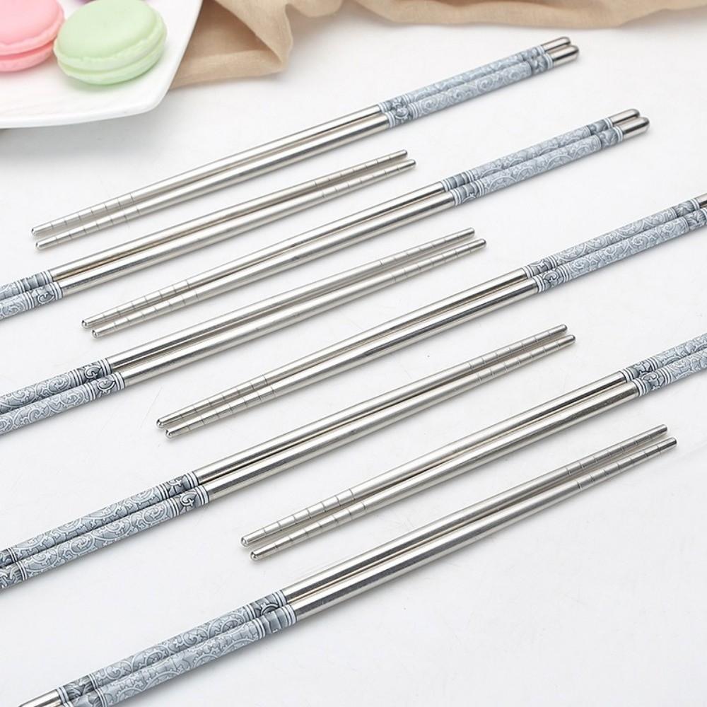 5 pairs Reusable Chinese Chopsticks Non-slip Metal Chop Sticks Sushi Chopstick  Cutlery Sets