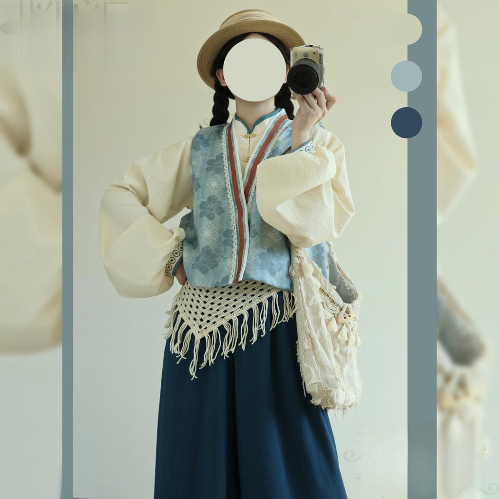 Chinese Tang Dynasty Style Hanfu Suit For Women Tang Beizi Daily Improved Literary Retro Suit