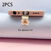 2/1 PCS INS Cartoon Bear Dust Plug Pendant Universal Decorative Accessory For Android iPhone And Headphone Charging Ports