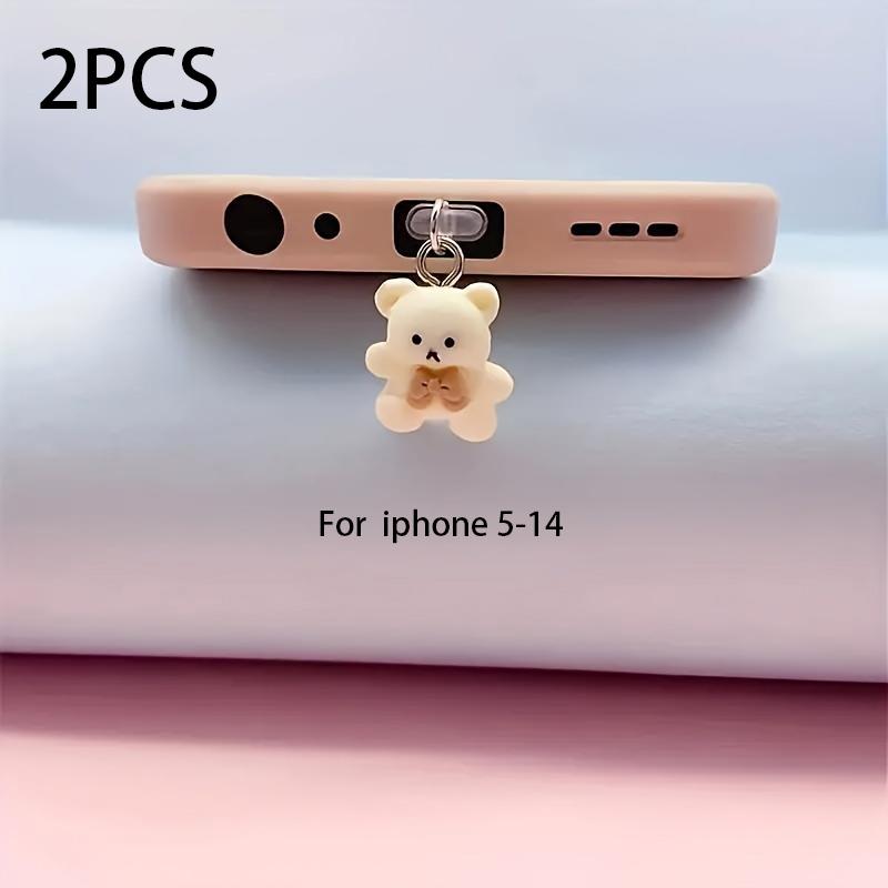 2/1 PCS INS Cartoon Bear Dust Plug Pendant Universal Decorative Accessory For Android iPhone And Headphone Charging Ports