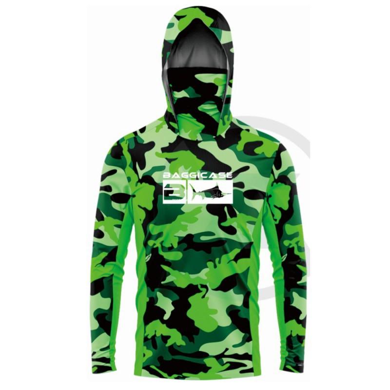 BAGGICASE Fishing Clothes Outdoor Sportswear Hooded Mask Sunscreen Quick-drying Breathable 6XL