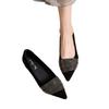 Pointed small single shoes women's 2025 French elegant banquet shoes shallow mouth flat-soled loafers full of stars hot diamond lazy shoes