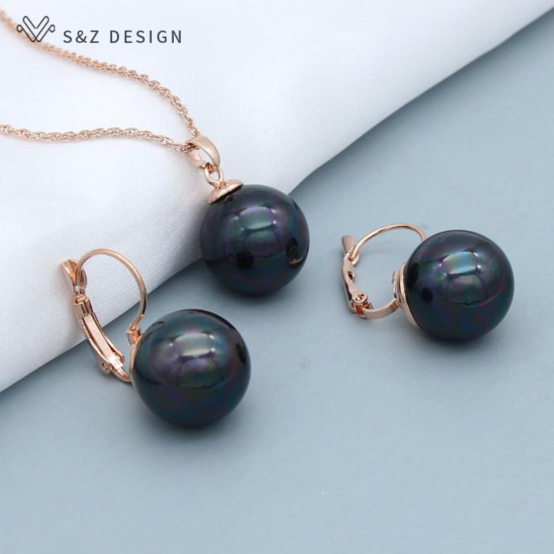 

Модные элегантные классические круглые висячие серьги с имитацией жемчуга, комплекты ювелирных изделий для женщин и девочек на свадьбу, модное ожерелье с подвеской из розового золота