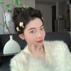 5pcs Elegant Golden Flower Hair Forks Hairstyle Tools Wave Zinc Zinc Alloy Barrettes  Bridesmaid