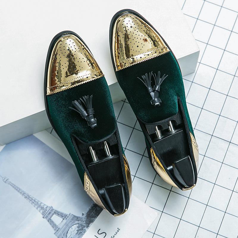 

Высококачественные удобные вельветовые туфли в британском стиле, подходящие по цвету, классические деловые мужские туфли черного, зеленого и синего цвета 47 зелёный