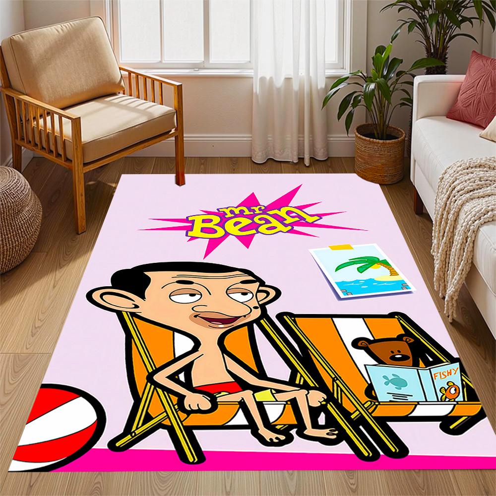 Mr Bean's Silly Adventure Themed Anti-Slip Rugs - Polyester Home Decor, Suitable for Bedrooms, Living Rooms, Doorways, Studios, and Decorations
