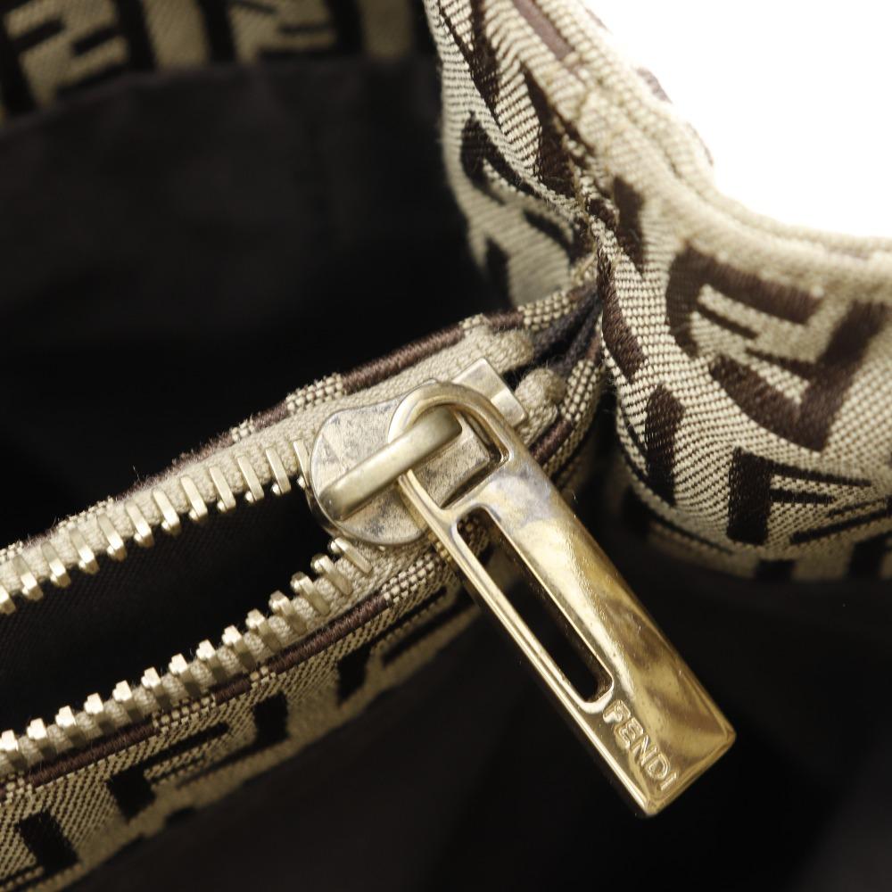 FENDI Zucchino Handbag 8BH132 Brown Nylon canvas Women Used