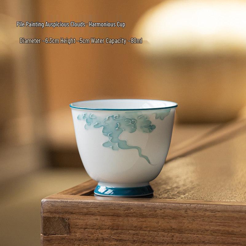 

Guanlandui Auspicious Clouds Master Kung Fu Tea Cup Set - Chinese Home Drinkware for Guest Reception. Below 200mL