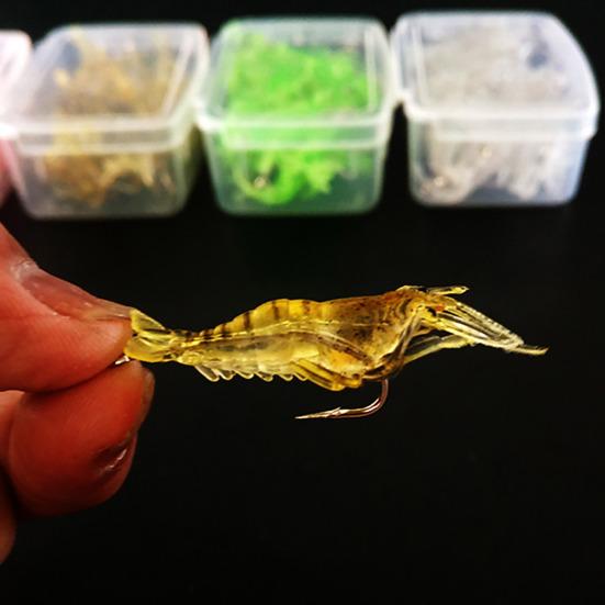 10Pcs 4CM Soft Shrimp Bait with Barb Hook Glow-in-the-Dark Bionic Artificial Lure Saltwater Freshwater Bass Walleye Trout Fishing Accessories