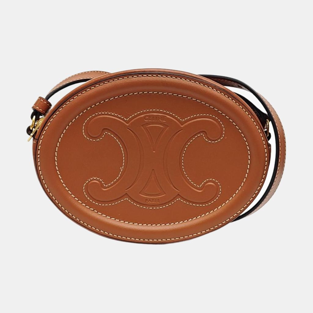 [Pre-Owned] Triomphe Small Brown Leather Crossbody Bag - Excellent #NVK2O7