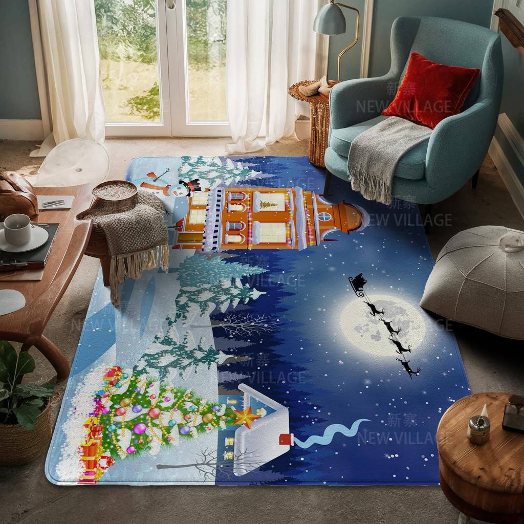 House Entrance Carpet Home Door Mat Living Room Bath Foot Bathroom Non-slip Water Absorption Rugs Bath Merry Christmas Winter