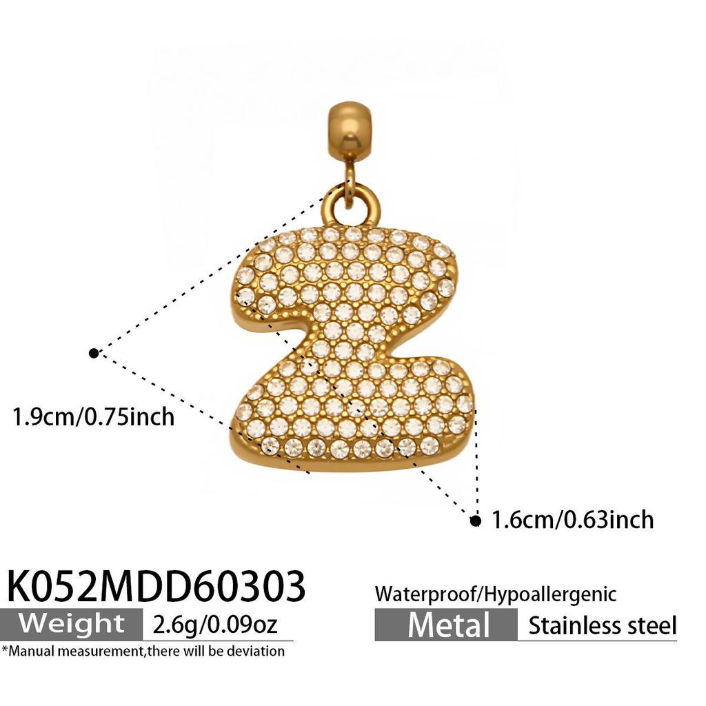 18K Gold-Plated Zircon Alphabet Pendant Necklace – Elegant European & American Style Jewelry