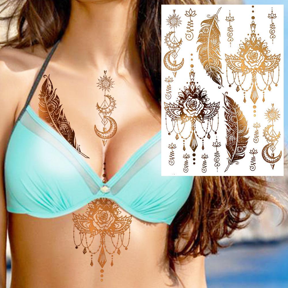 Nuevas Pegatinas Temporales de Tatuaje con Estampado en Caliente de Henna Transfronterizas para Mano, Pie y Brazo