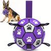 Dog Toys Soccer Ball with Straps, Interactive Dog Toys for Tug of War, Puppy Birthday Gifts, Water Toy, Durable Dogs Balls World