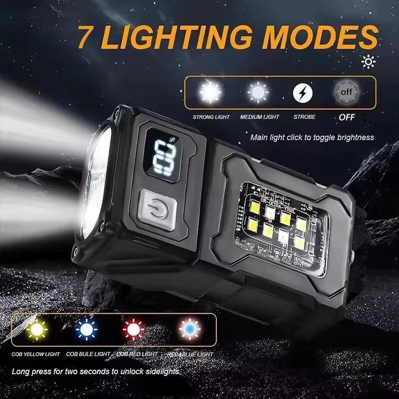 Rotating Ultra Bright Mini LED Flashlight Rechargeable Portable COB Work Light Illumination Suitable for Outdoor Camping Power Outage