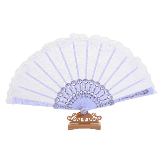

Yousheng Retro Floral Lace Folding Fan Wedding Party Bride Hand Held Fan Portable Summer Fan Decoration Dance Performance Props Party білий