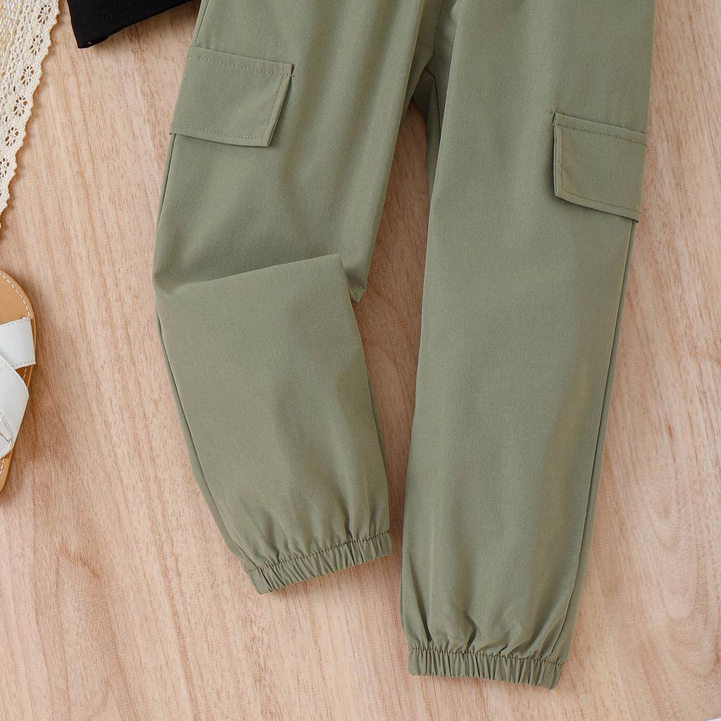 Girls' Sets Spring and Summer Children's Fashion Letter Sleeveless Vest and Trousers