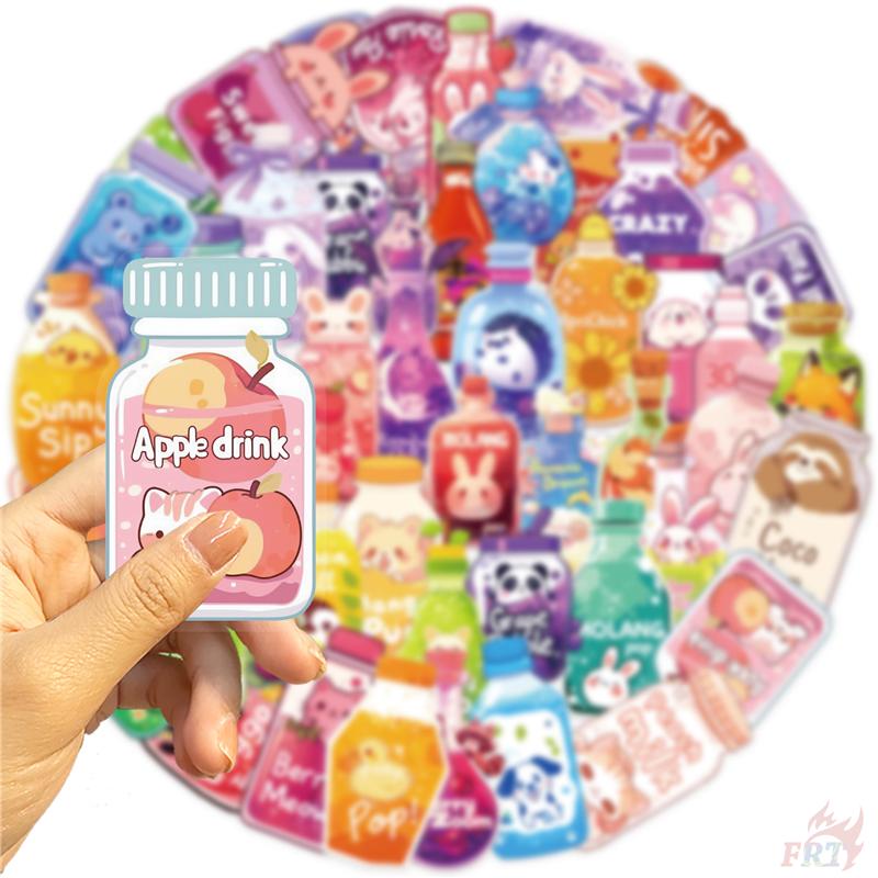50Pcs/Set Funny Animals Juice Bottle Series 01 PET Stickers Waterproof DIY Fashion Doodle Decals Stickers