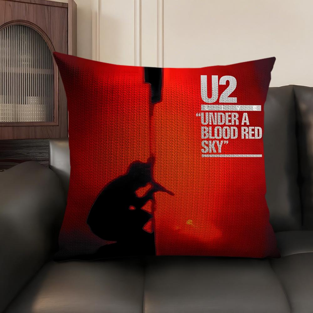 Rock UU Band Music Cushion Cover Natural Linen Organic Fabric DoubleSided Printing Sofa Home Decor Gift Pillow Case