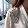 Women Elegant Luxury Pearl Pin Corsage Vintage Multi-Layer Long Tassel Chain Brooch Safety Pins Party Jewelry Gift