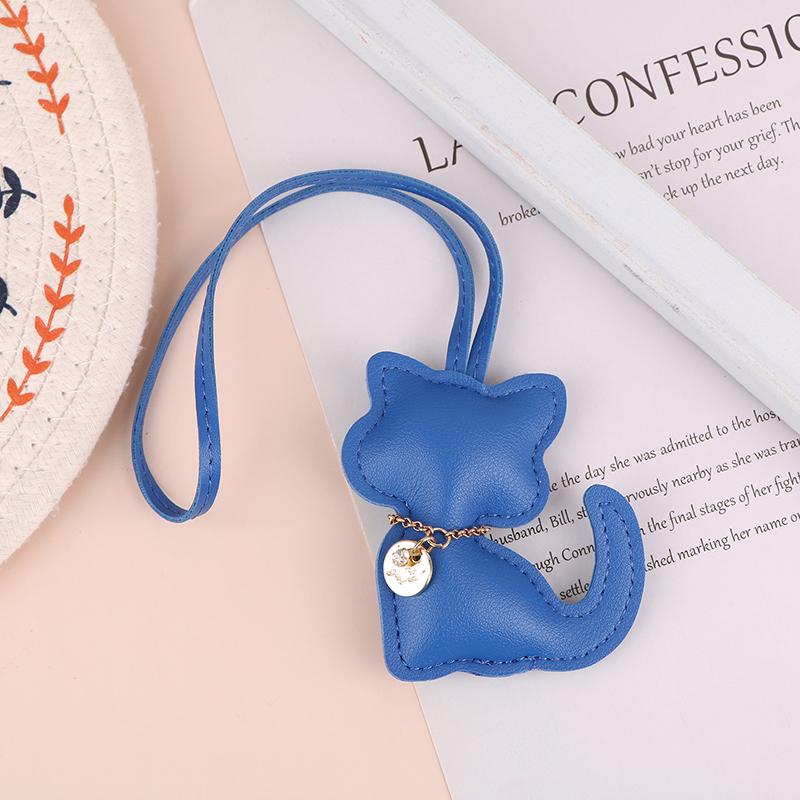 Pu Leather Cat Pendant Keychain Cute Animal Keyring Women Bag Charm Handbag Hanging Decoration For Girl Gifts