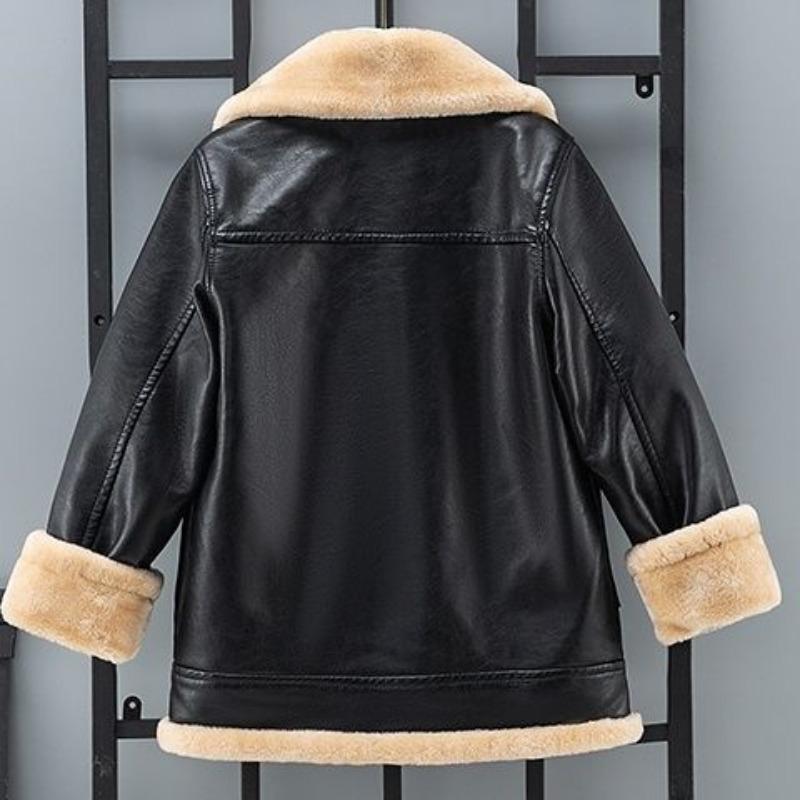 Boys' Leather Jackets for Fall/Winter: Children's Fleece-Lined, Thickened Leather Jackets
