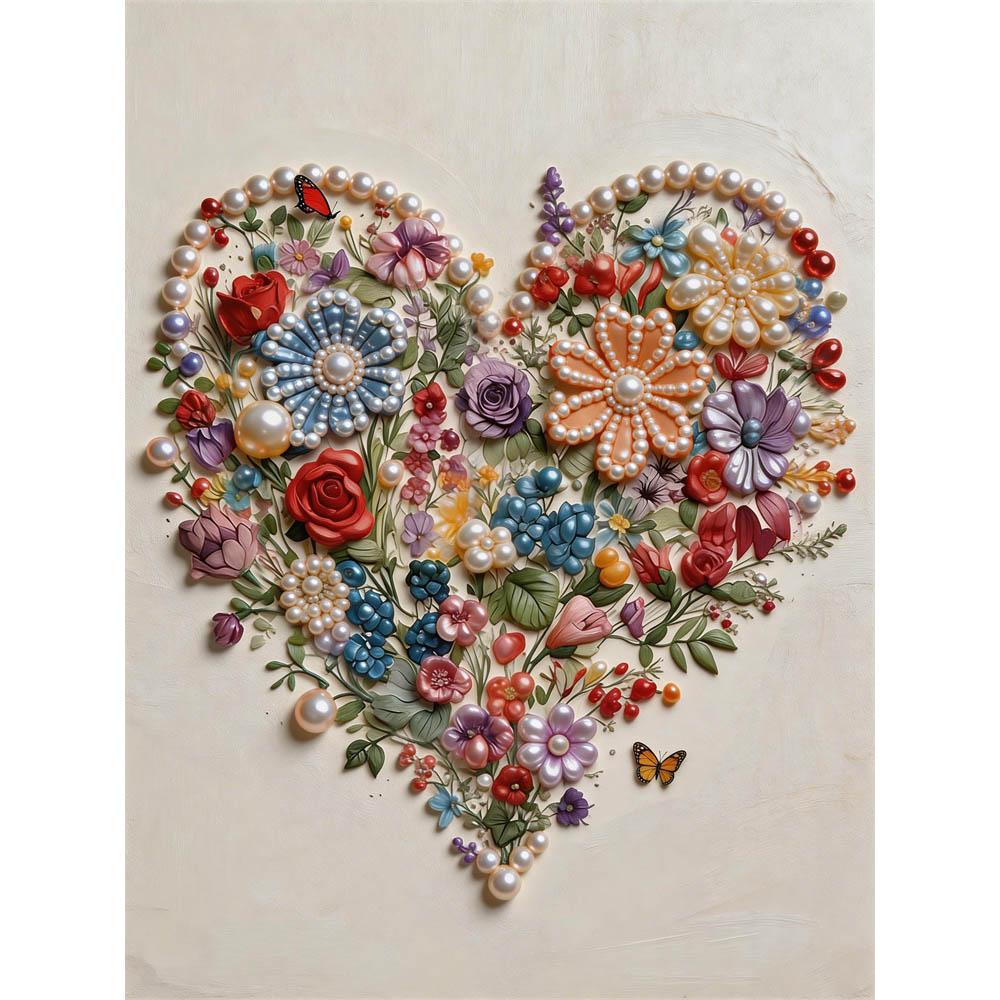 

Frameless Love Pearl Painting Kit 30x40cm Floral DIY Pearl Art Elegant Gem Art for Home Wall Decoration Perfect for Living Room & Bedroom 30x40cm