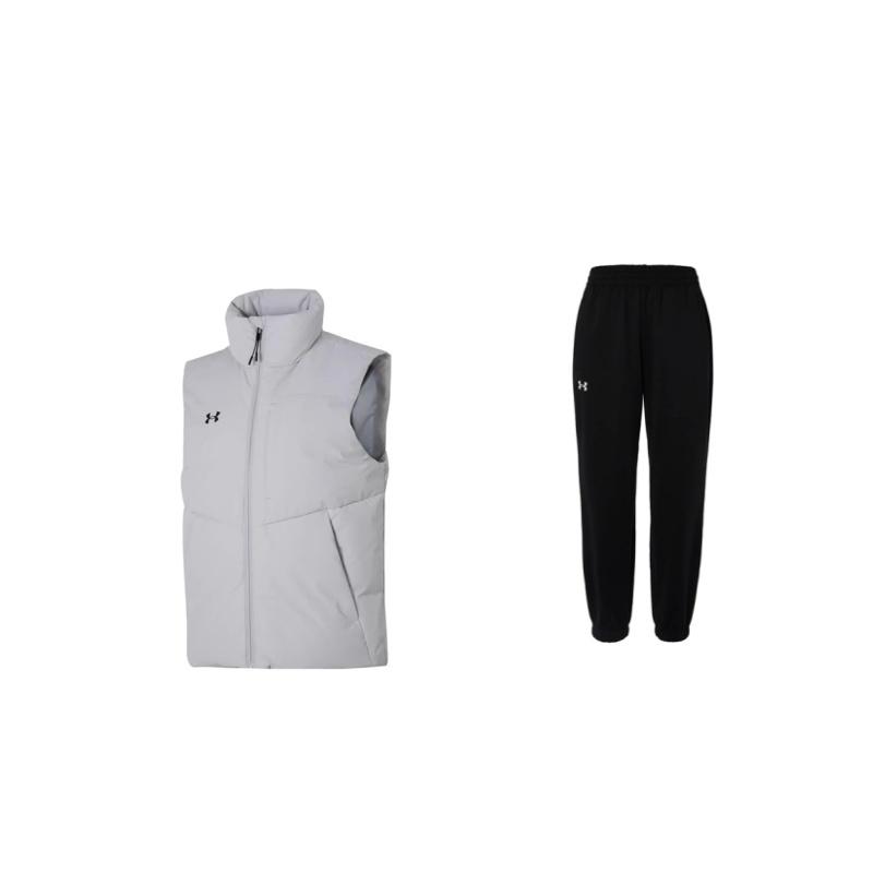 

Under Armour Stand Collar Warm Sleeveless Vest Elastic Cuffed Long Pants Casual Sports Suit Unisex suit 24600705-001+23600803-009 L