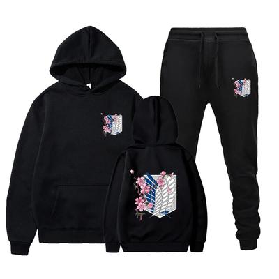 Autumn and Winter Men's and Women's Hoodie Pants Set Forechest Pattern Printed Hoodie Pants Set for Casual Street Couples