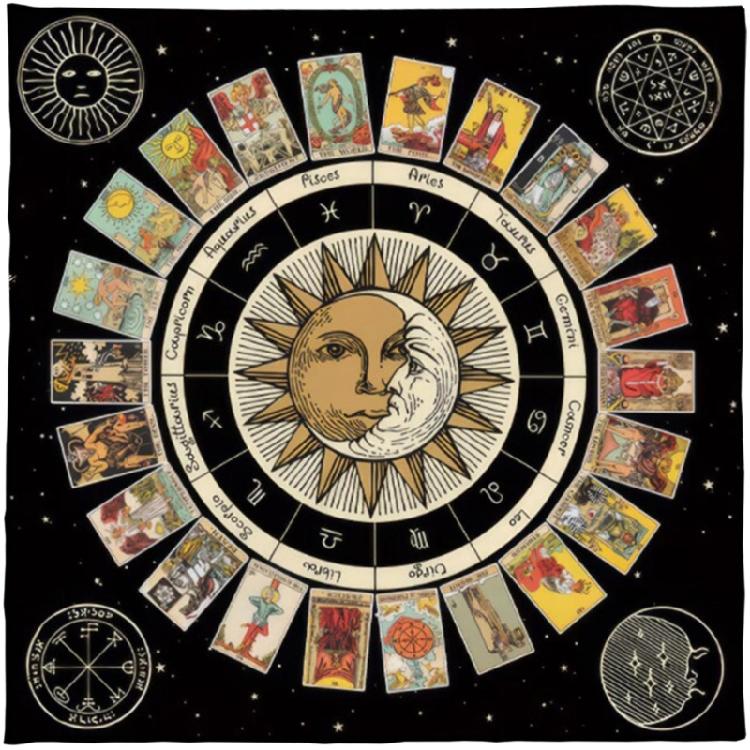 Квадратный алтарный коврик для карточной настольной игры, скатерть с рунами, метафизический коврик для настольной игры A 75x75cm