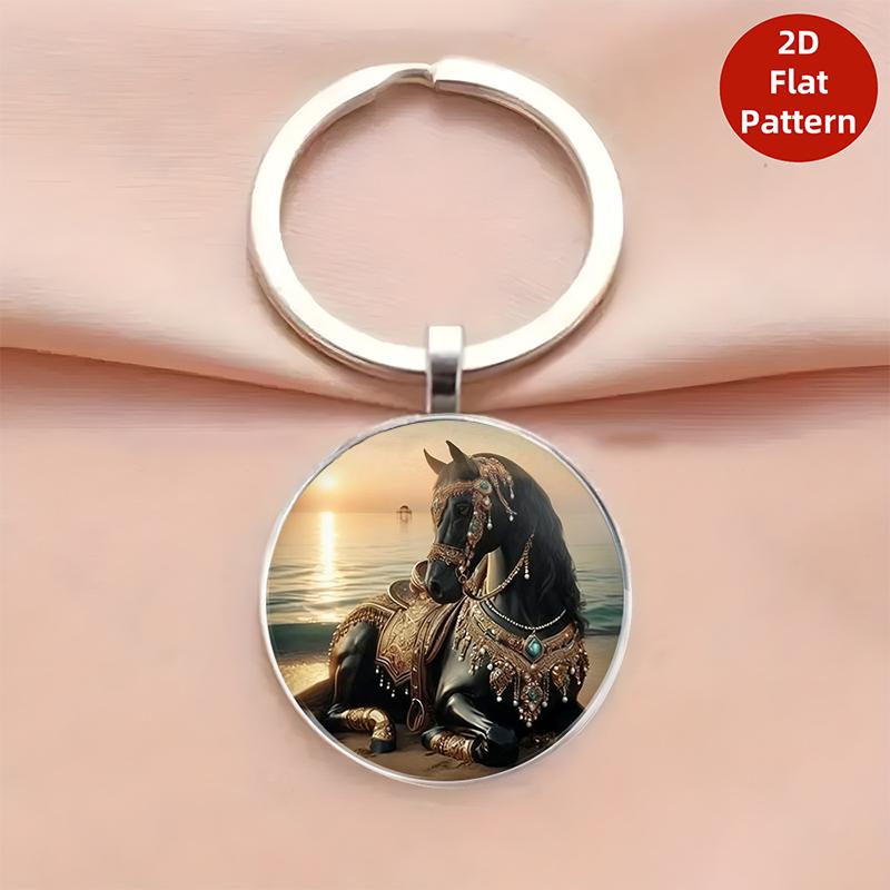 

Винтажная подвеска-брелок на кольце с узором животного-скакуна, лошади, подвеска для рюкзака, декоративные подарки A1