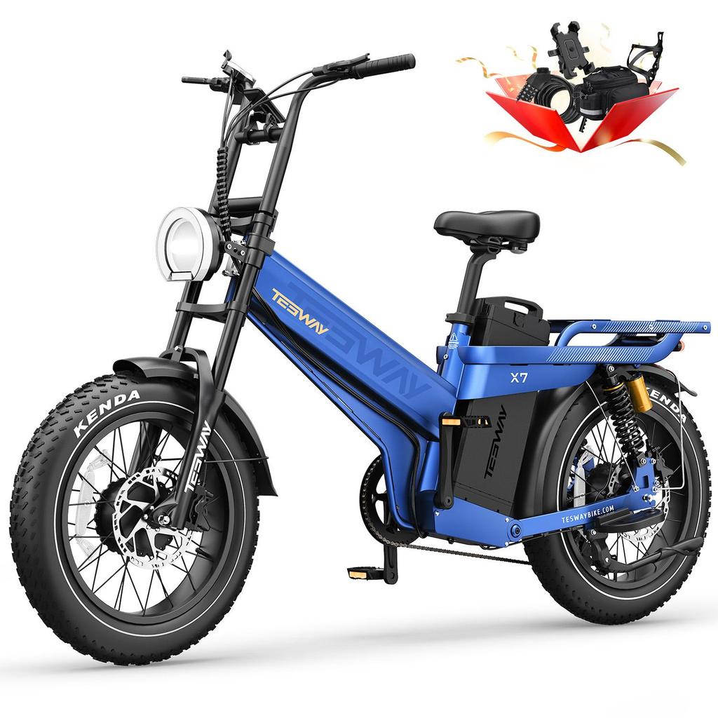 TESWAY X7 AWD All-Terrain Elektrofahrrad 52V60Ah Akku 1000W*2 Dualmotor Elektrofahrrad 20 Zoll Offroad-Reifen Mountain E-Bike