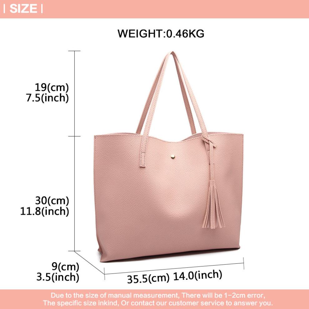 (Pink) Miss Lulu Women's PU Leather Soft Pebbled Handbag