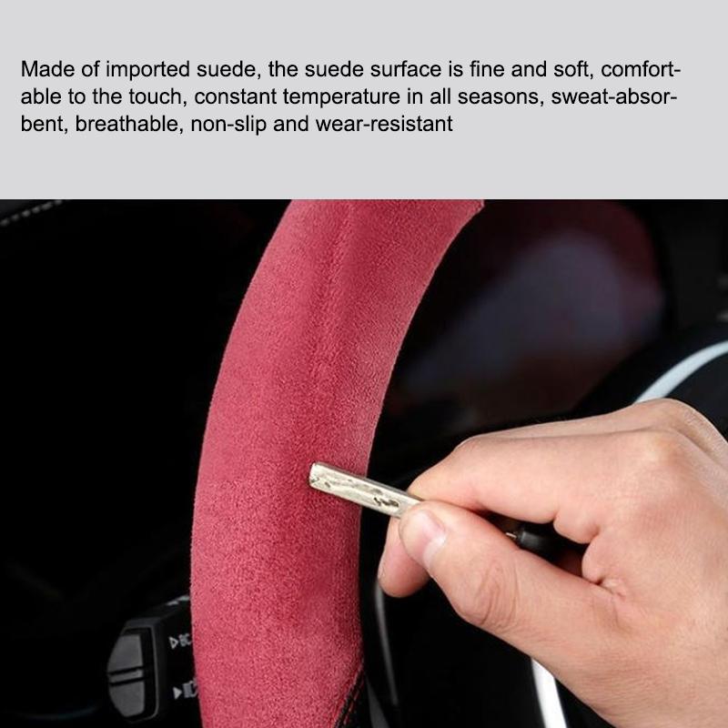 Semišový poťah na všetky ročné obdobia Poťah na volant auta Ultra tenký Protišmykový Tvar D Okrúhly Priedušný Ochranný poťah na volant auta