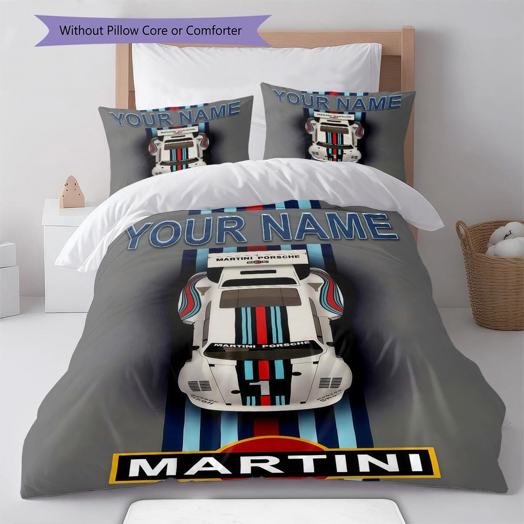 Custom Name Martini Racing Bedding,Quilt Set Quilt Cover Pillowcase Home Birthday Gift(1 * duvet cover + 2 * pillowcase, without core) -HE77