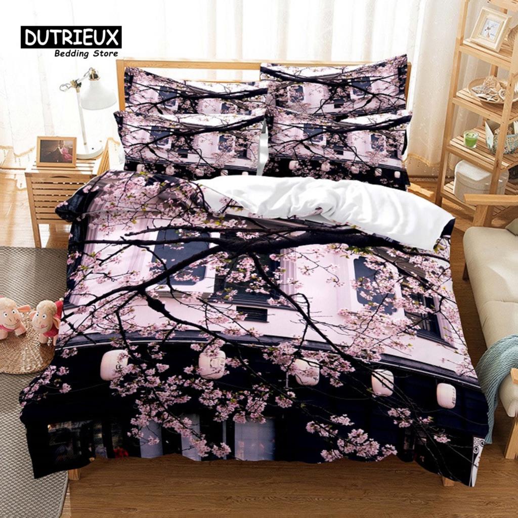 Beautiful Flower Bedding Set, 3Pc Flower Duvet Cover Set, Soft Comfortable Breathable Duvet Cover, For Bedroom Guest Room Decor