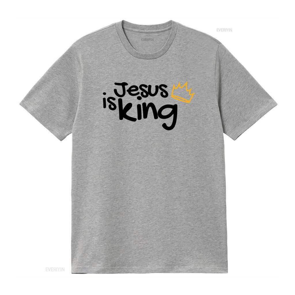 Christian T Shirt Jesus is King Faith Worship God Design vintage Washed Stretched Unisex Casual Comfortable Stylish Soft