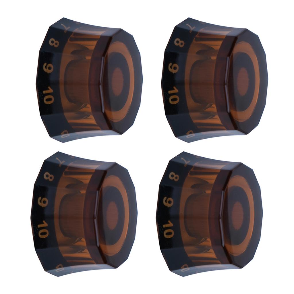 4Pcs Guitar Contral Knobs Clear Knobs Electric Guitar Bass Top Hat Knobs Speed Volume Tone Control Knobs Replacement