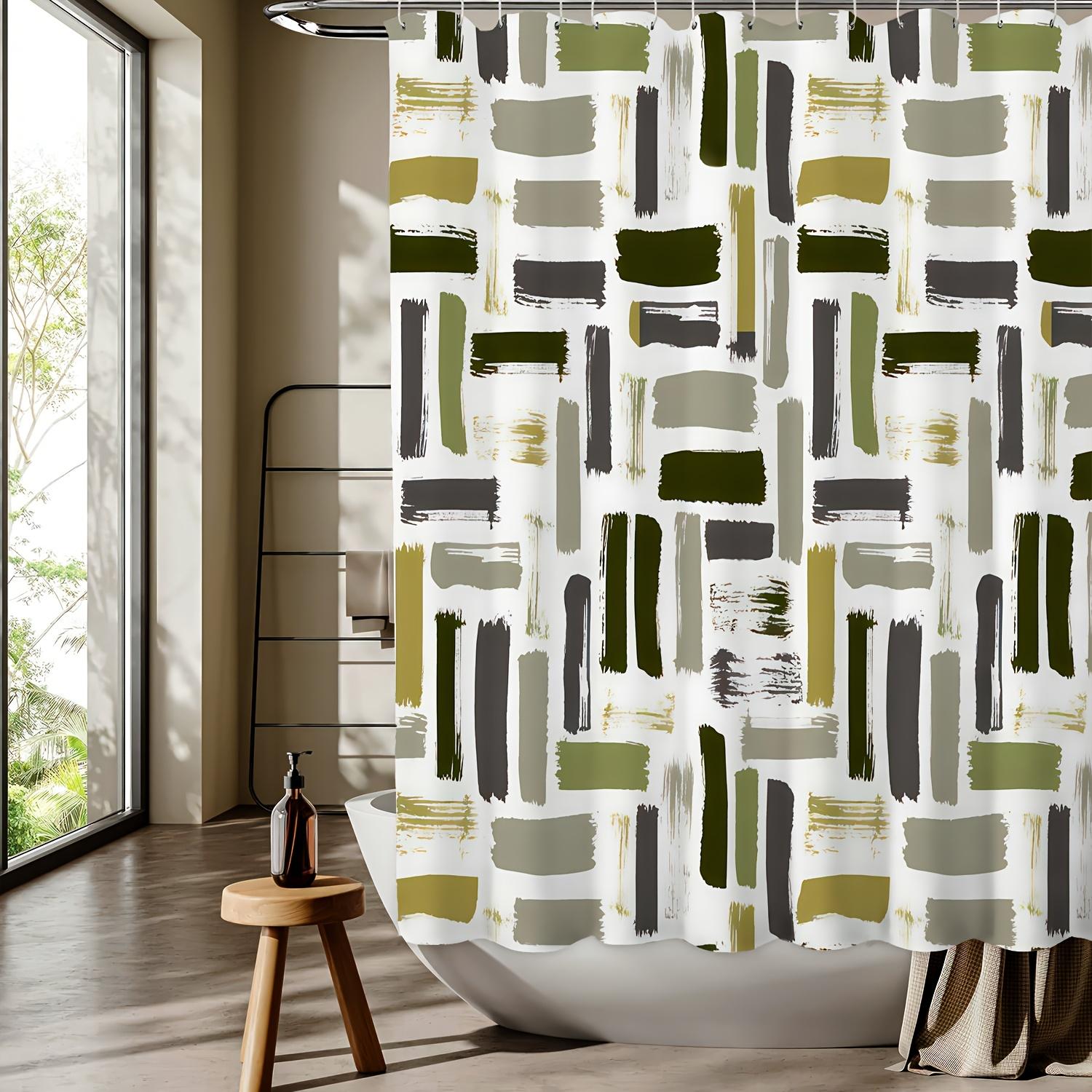 

1pc Fashionable Striped Digital Print Shower Curtain, Home & Bath Decor, Machine Washable, Reversible Four Seasons Polyester 90X180cm