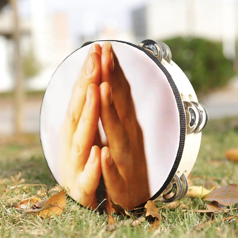  Bells Drum Handheld Tambourine Freestyles Hand Bells Musical Percussion Instrument for Family Party Child Tambourine