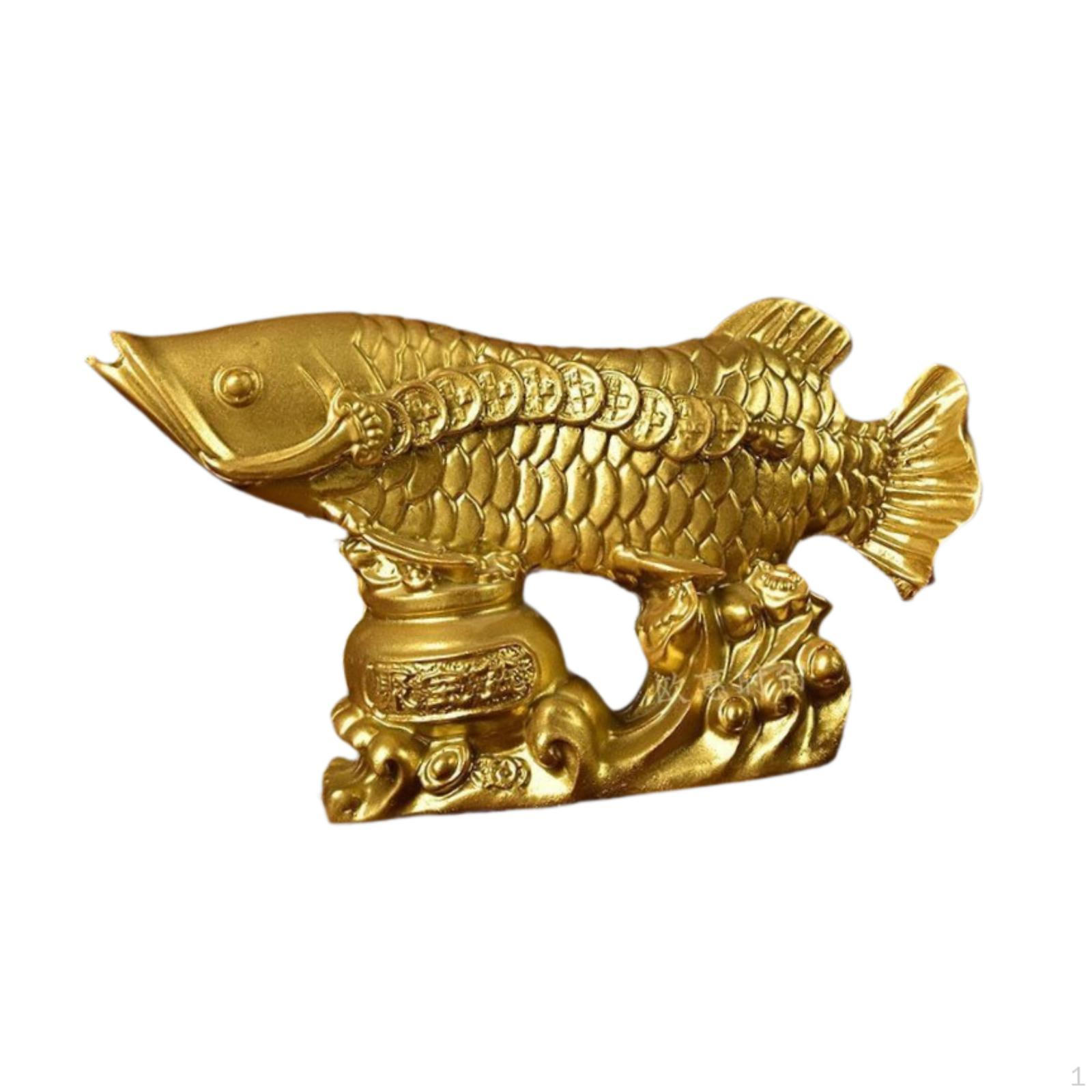 Feng Shui Fish Statue Figurine Antique Creative Desktop Ornament Sculpture for Bedroom