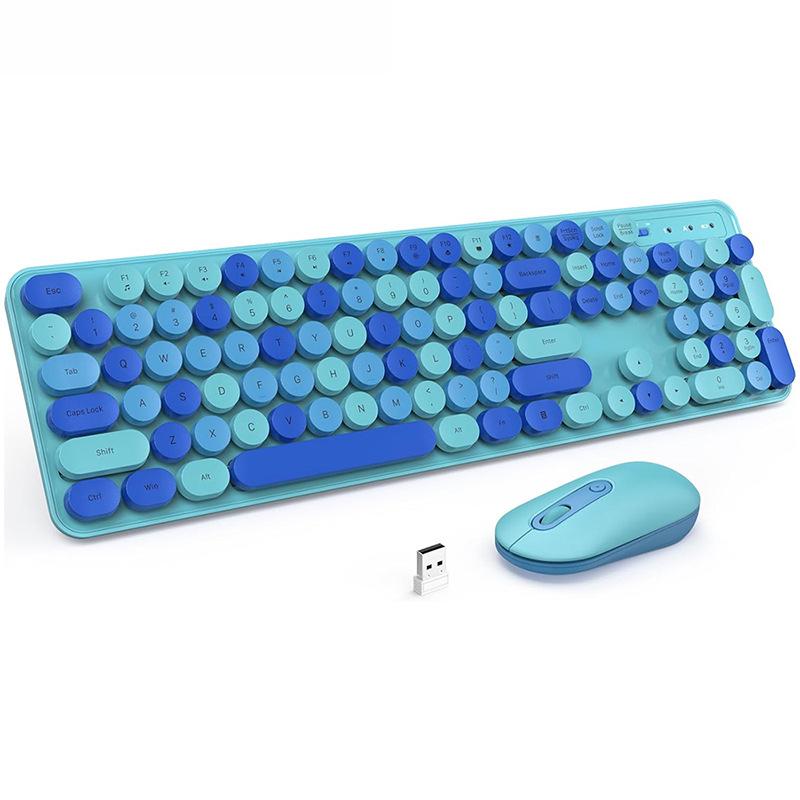 Wireless Keyboard Mouse Set Rose Pink 2.4G retro Cute Key  Girls High-Value