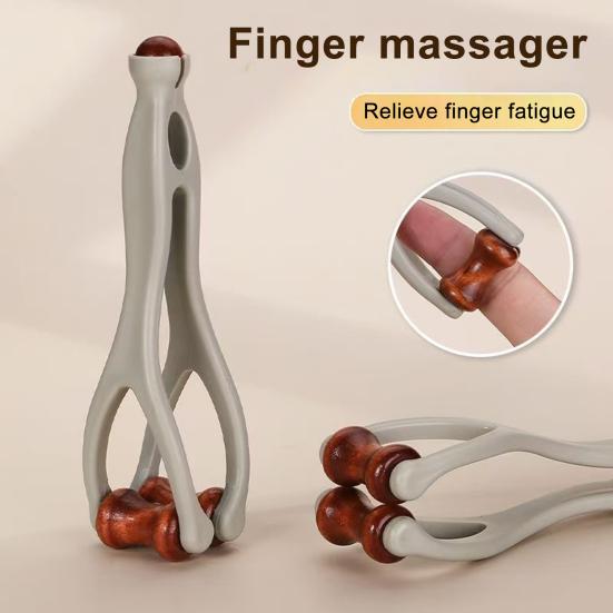 2Pcs Wooden Finger Massager Portable Acupressure Roller And Gua Sha Tool for Hand Relaxation Portable Stress Relief Hand Tool