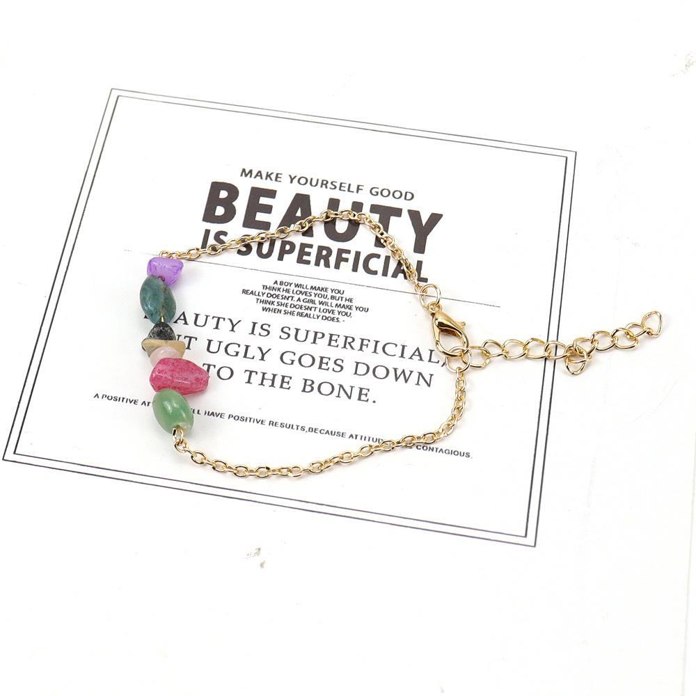 Drainage Natural Crystal Agate Gravel Semi-Precious Stone Bracelet Bracelet Irregular Stone Jewelry B79